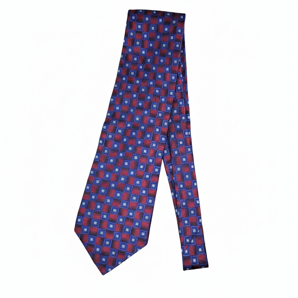 City of London by Ferrell Reed for Nordstrom Silk Tie Blue Red Geometric USA